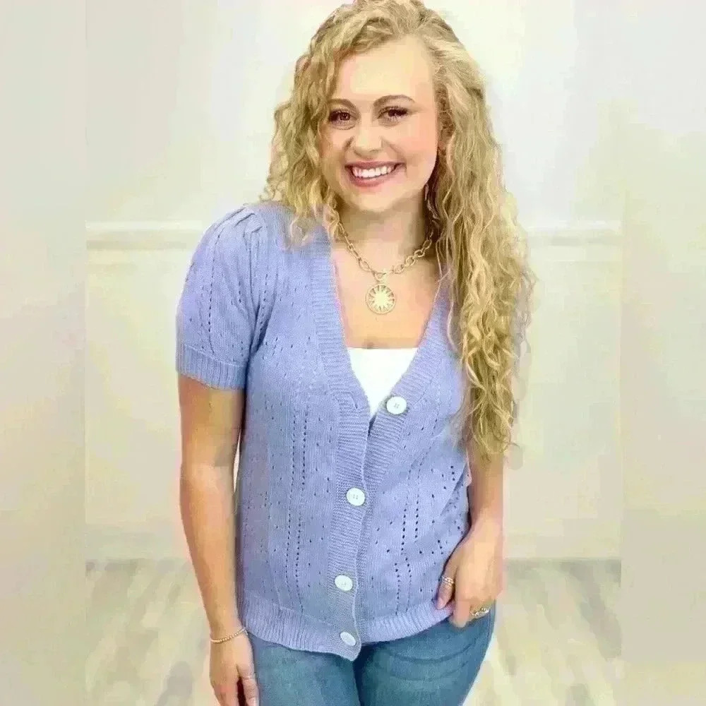 Lavender Short Sleeve Cardigan